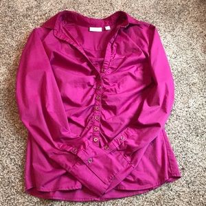Fuchsia button down blouse